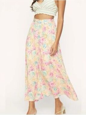 Lost + Wander Pastel Floral Maxi Skirt in Cream, Pink & Blue